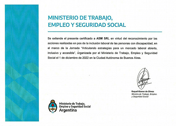 Certificado del Ministerio de Trabajo, Empleo y Seguridad Social